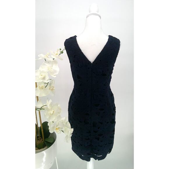 Banana Republic Womens  Dress 6 Navy Blue Lace Overlay Party Lined Sheath - Picture 3 of 8